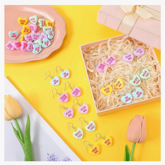 15 Pairs Valentine's Day Heart Candy Charms Earrings - Picture 2 of 5